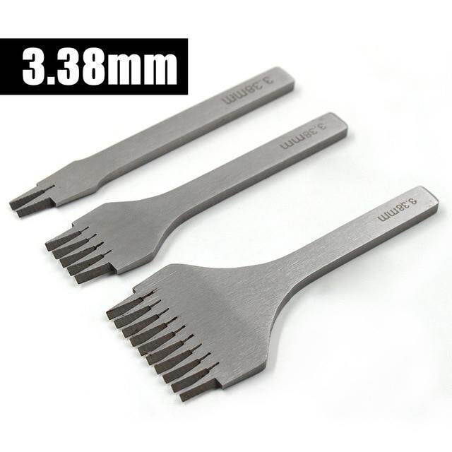 Hf 3.38/3.85/3.0/2.7 mm french style leather craft hole punches stitching punch tool set leather craft europe oblique flat cut