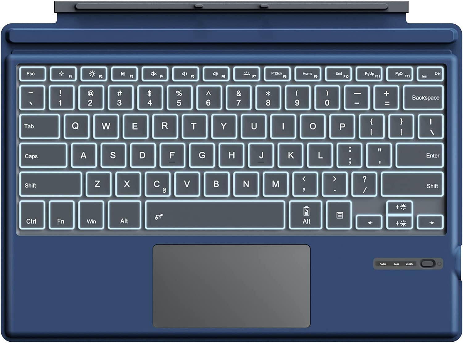 MoKo Type Cover Fit Microsoft Surface Pro 7 Plus/ Pro 7/ Pro 6/ Pro 5/Pro 4/Pro 3, Ultra-Slim Wireless Bluetooth Tablet Computer Keyboard with Trackpad, 7-Color LED Backlit, Rechargeable Battery