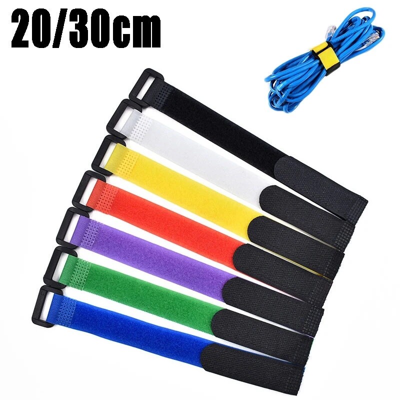 Băng keo dán cố định tự dính khóa dây đeo Khóa dán Velcro ni-lông móc có thể tái sử dụng dây dây buộc cáp và quản lý cáp vòng lặp nhanh 20/30cm