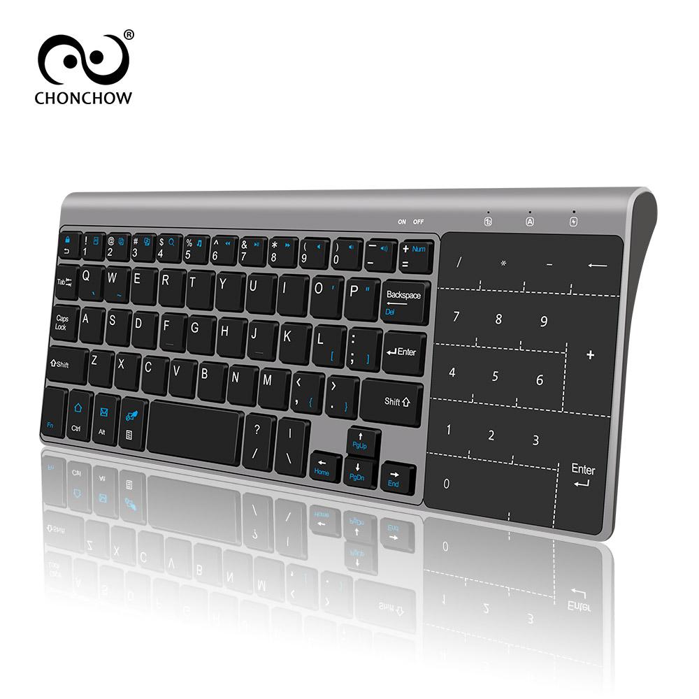 Không Tiếng Ồn Xách Tay Phím Bàn Phím 2.4G Siêu Mỏng Mini Bàn Phím Không Dây Với Bàn Phím Số Touchpad Cho Android Thông Minh T V Hộp