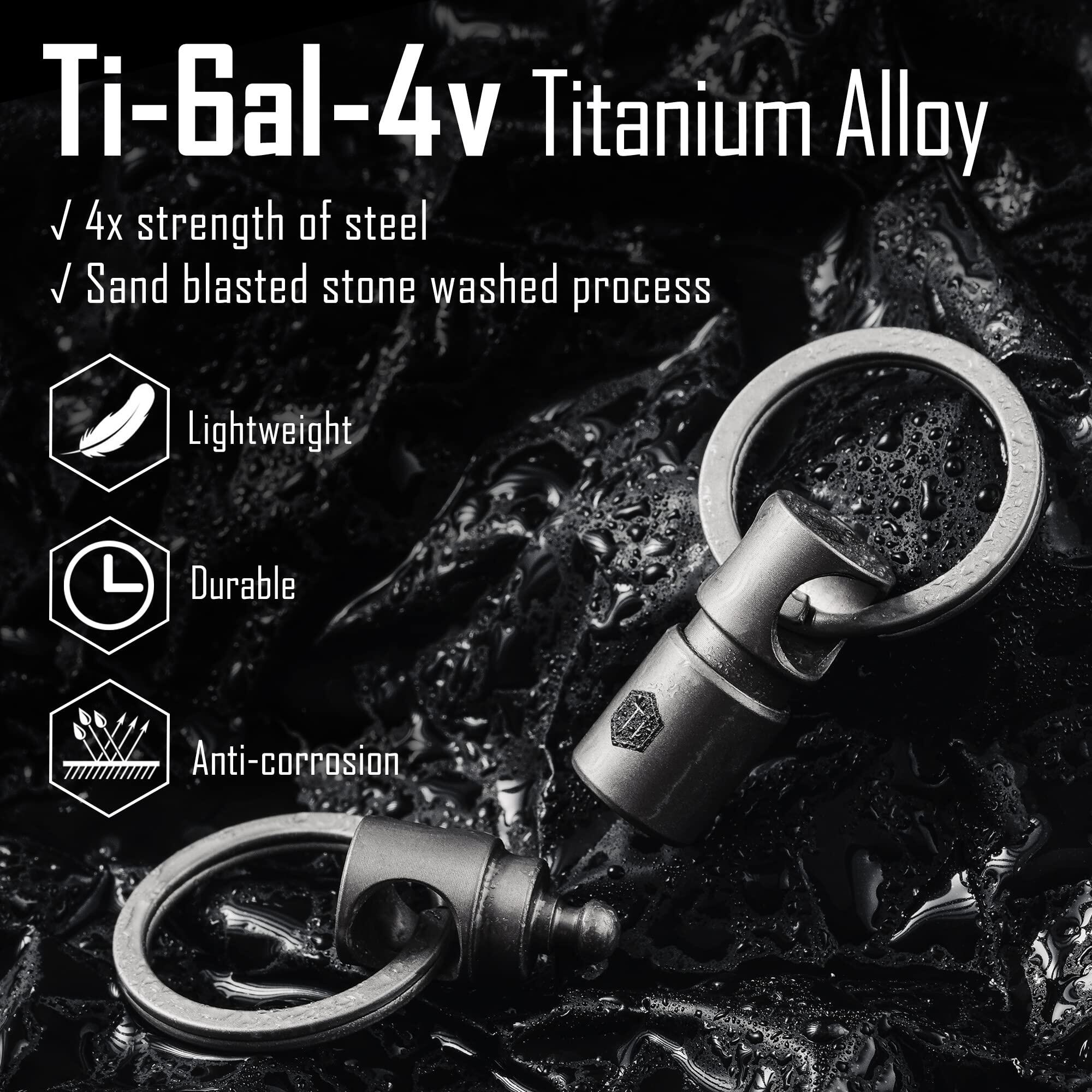 KeyUnity KA24 Double-end Swivel Keychain Key Ring Connector, Titanium Rotatable Key Linker for Carabiner & Wind Chime