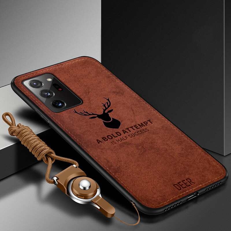 CCHHWIN For Samsung Galaxy Note 20 / Galaxy Note20 Ultra Case Shockproof Cover Luxury Soft Silicone+Fabric Skin Deer Protective Back Cover Mobile Accessories Phone Cases Shell Casing