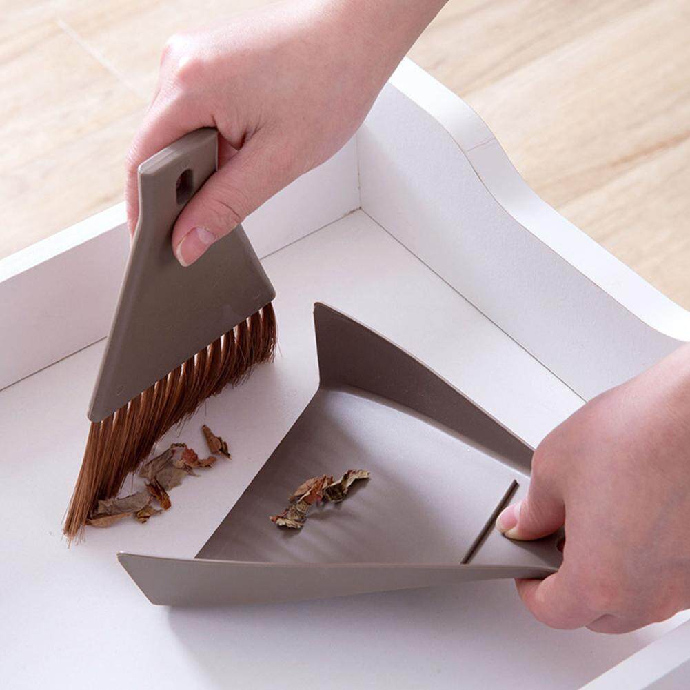 2 Pcs Màn Hình Nền Để Bàn Quét Treo Tường Nhà Làm Sạch Góc Thùng Rác PP Bàn Phím Đa Chức Năng Dụng Cụ Hốt Rác Kèm Chổi Set
