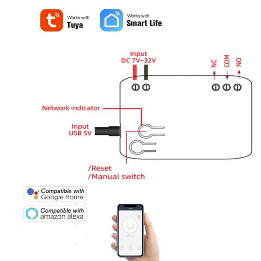 Tuya Công Tắc Wifi một cách tự khóa ứng dụng mô-đun rơle điều khiển từ xa 2200W/10A Phụ kiện cho Alexa Google nhà