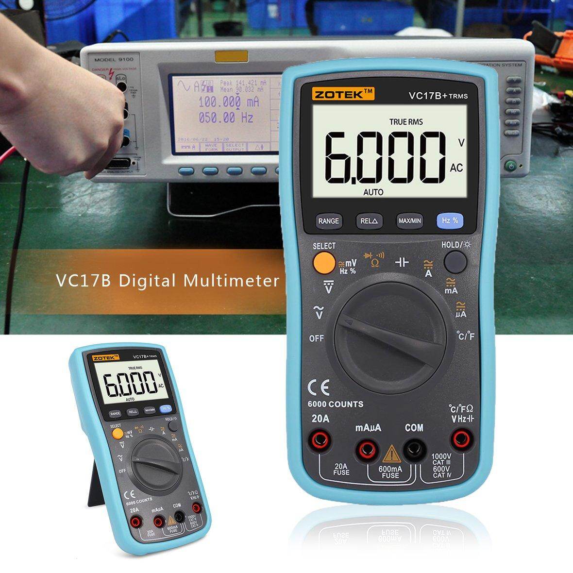 ZOTEK VC17B Digital Multimeter 6000 Counts Backlight AC DC Ammeter Voltmeter Ohm Capacitance Meter Portable Multimeter