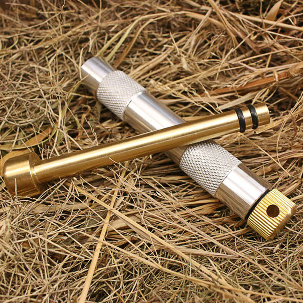 Brass Bật lửa Ống thực tế nén khẩn cấp cháy Ống bền cắm trại đánh lửa Piston dụng cụ sinh tồn thiết bị cắm trại