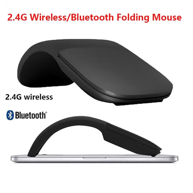 ZZOOI 1Pcs/2Pcs Folding Wireless/ Bluetooth Mouse Arc Touch Computer Mute Mouse Ergonomic Slim Laser Mice For MAC/OS Windows Microsoft