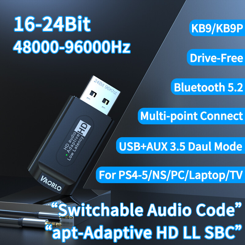 VAORLO Bộ Phát Âm Thanh Qualcomm Bluetooth 5.2 Chính Hãng Bộ Chuyển Đổi USB Không Dây 16Bit/24Bit QCC3040 AptX/Aptx-LL/Apt-HD/Aptx Hỗ Trợ Gọi Điện