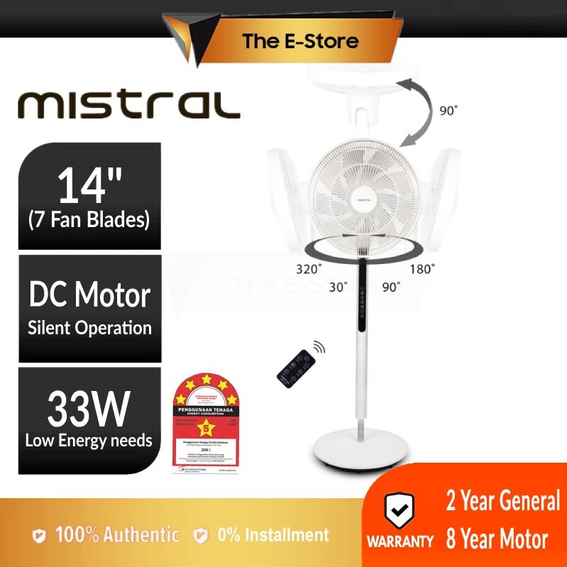 [Free 5L Multi Cooker] Mistral 14" High Velocity DC Stand Fan with