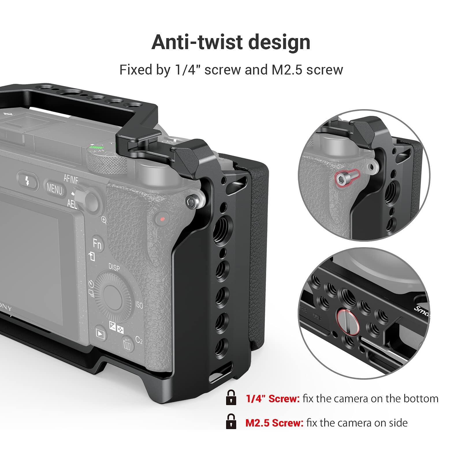 SmallRig Khung máy ảnh A6400 có tay cầm bằng silicon cho Sony A6100 / A6300 / A6400 3164
