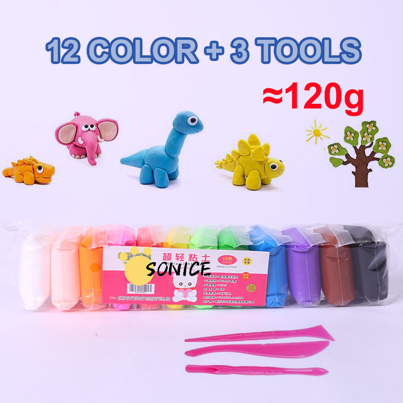 Air Dry Clay24/12 Colors Modeling Clay Set with Sculpting Tools Foam Clay DIY Toy Kits Early Education Gifts for Kids Non-Toxic Ultra Light Soft Crafting Clay xmas