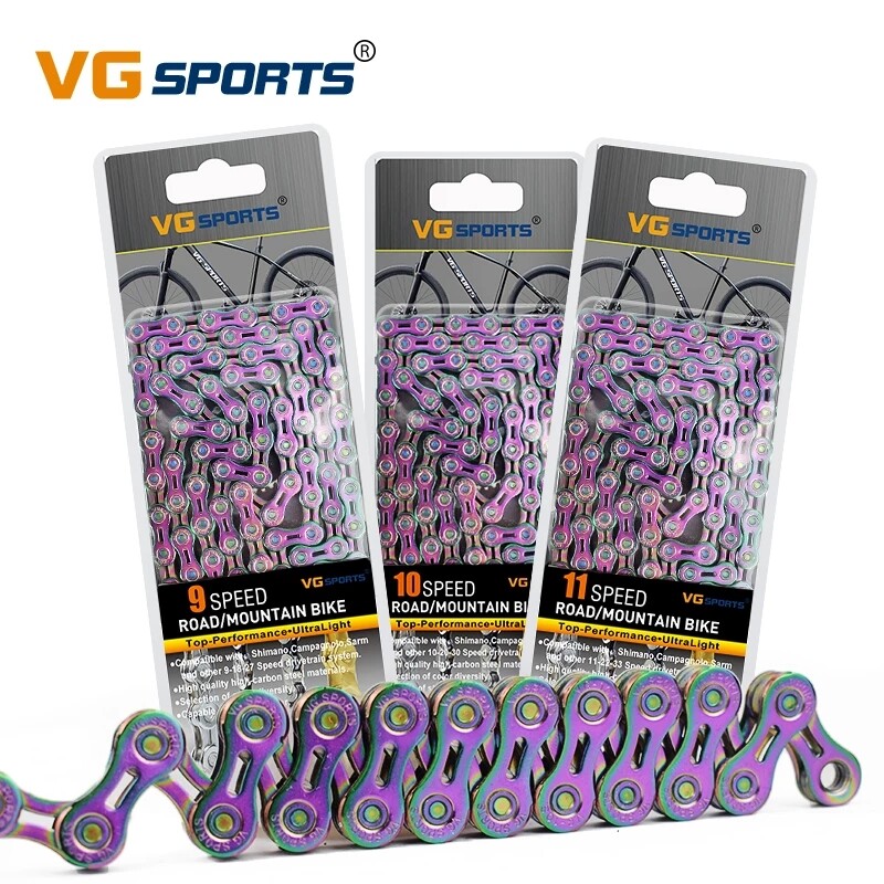 VG Sports 8/9/10/11 speed Colorful Bicycle chain full hollow half