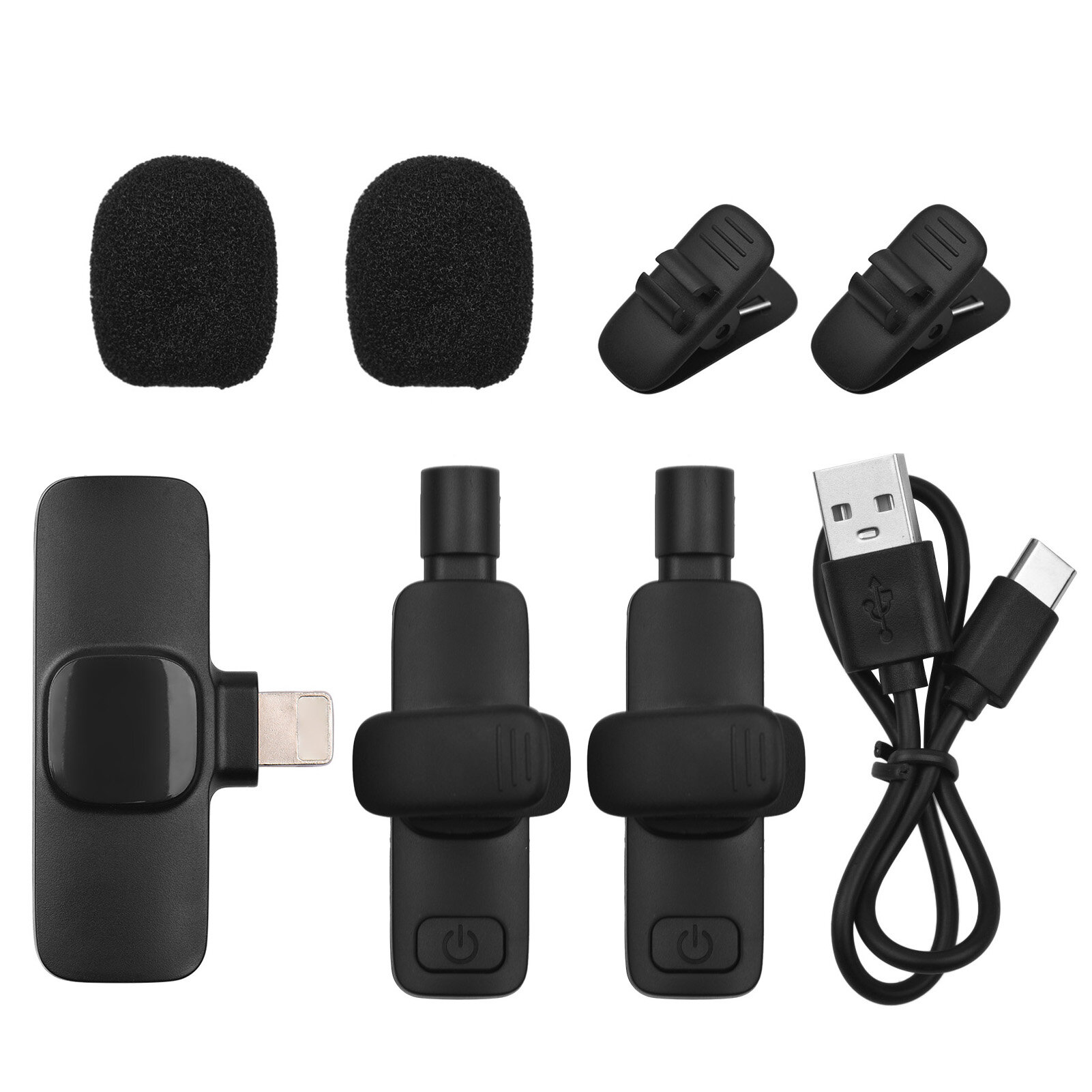 Vieline-Micro Cài Áo Kẹp Không Dây Mini Mic Đa Hướng 2 Đầu Chuyển Đổi 1 Đầu Thu Có Ống Hút Gió Cổng Type-C Thay Thế Cho Điện Thoại Thông Minh Android Trực Tiếp St-ream Phỏng Vấn Ghi Âm Hội Nghị Video Giảng Dạy Trực Tuyến