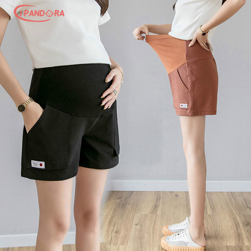 IPandora Maternity Shorts For Pregnancy Summer Clothes Cotton Linen Wide Leg Pants Women Pregnant Outer Wear Short Mother Trousers Casual