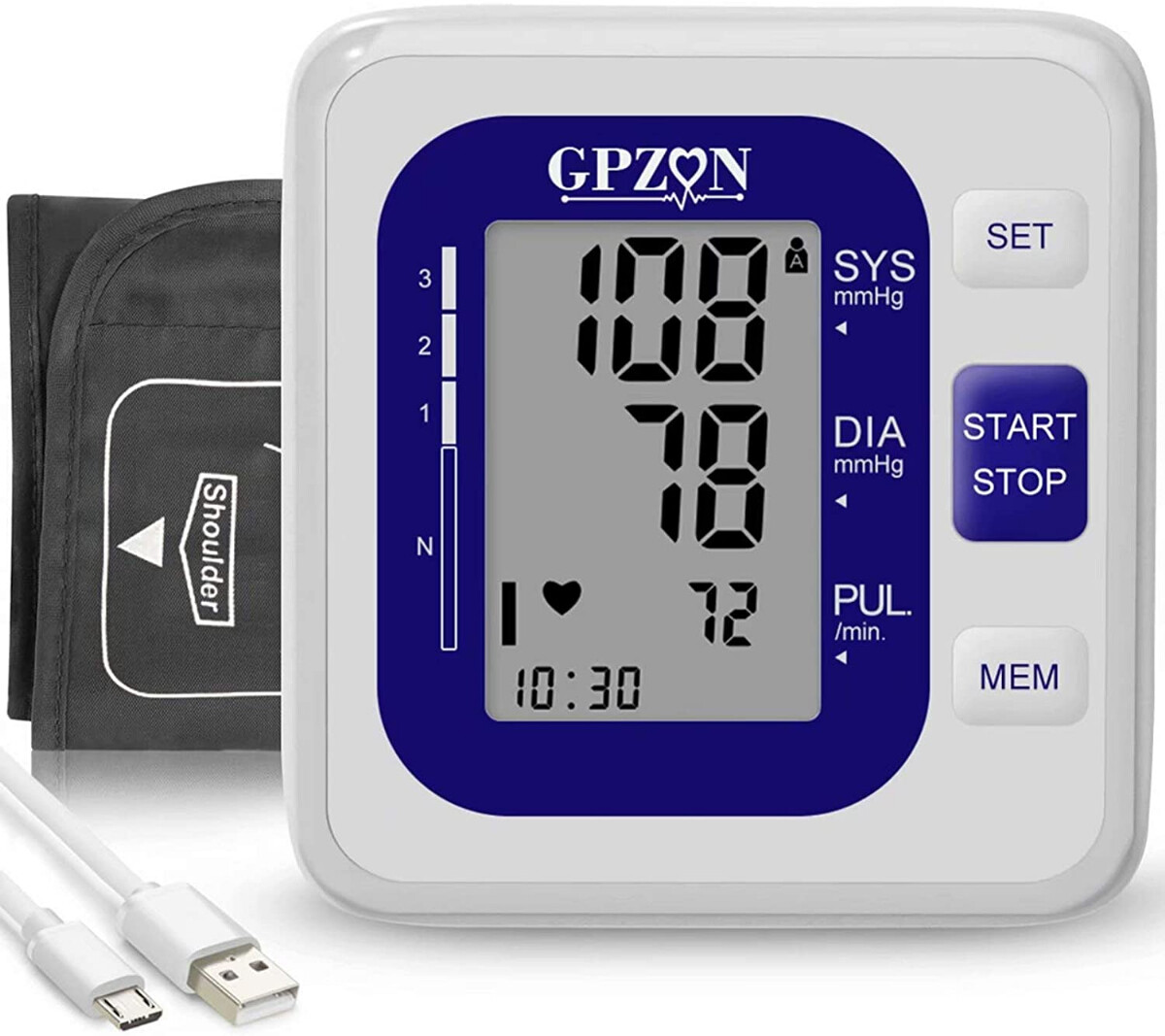 GPZON Blood Pressure Monitor Upper Arm Cuff kit Digital BP Machine