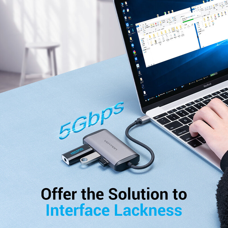Vention USB 3.0 Loại C HUB để HDMI VGA USB C Multiport cổng trạm nối cho MacBook Pro Huawei Mate Samsung HP Lenovo USB C Adapter