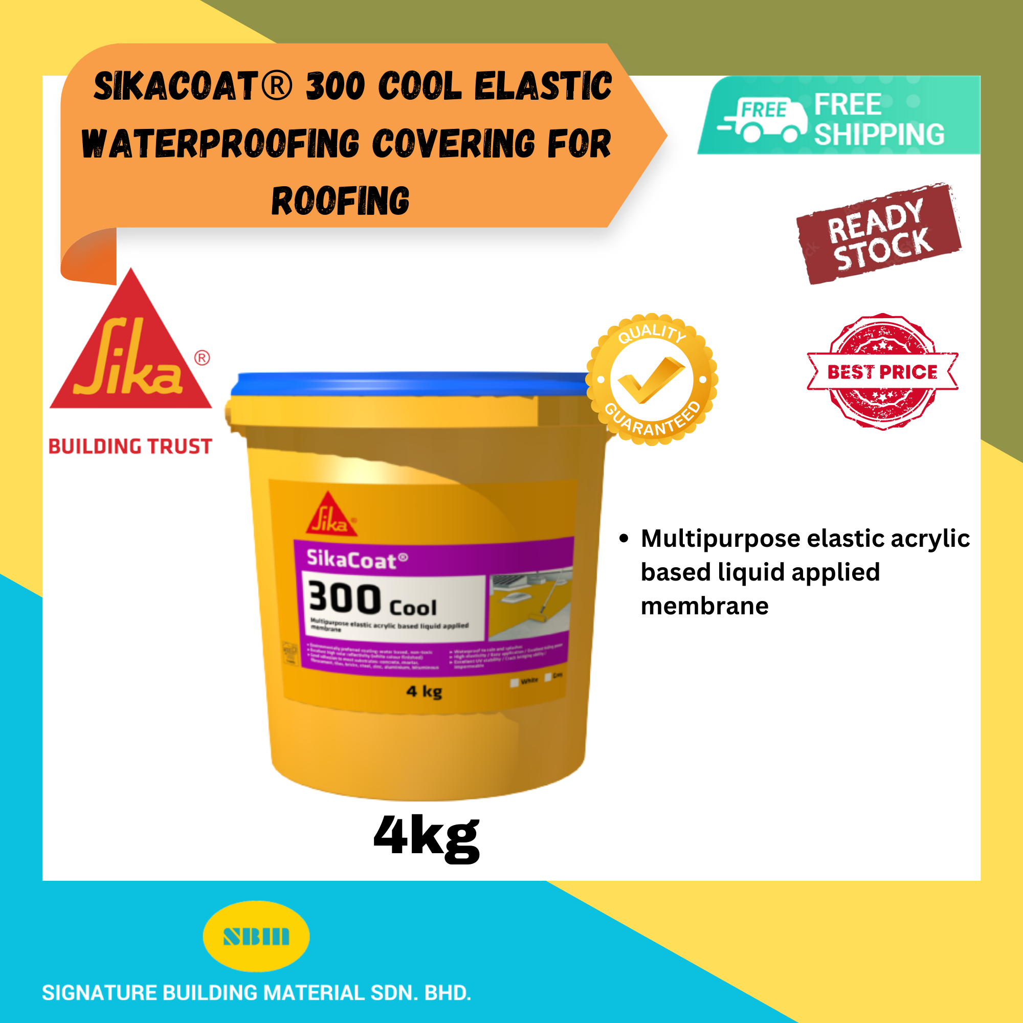 4kg SIKA SikaCoat ® 300 Cool GREY / rooftop cooling coating / UV