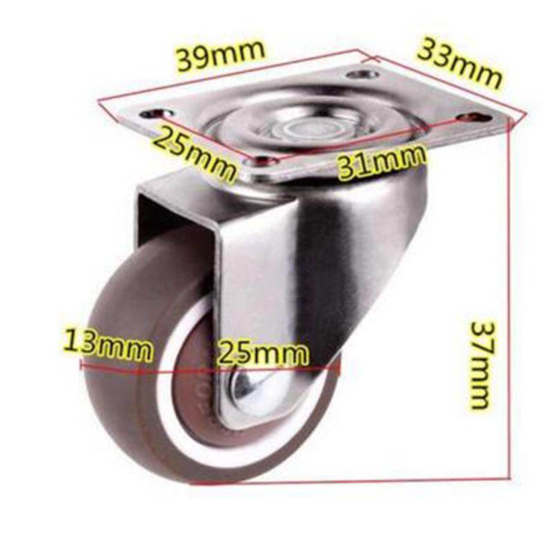 Comforhome 4PCS Mini Small Casters Diameter 1inch/25mm TPE Rubber Super Mute Wheels