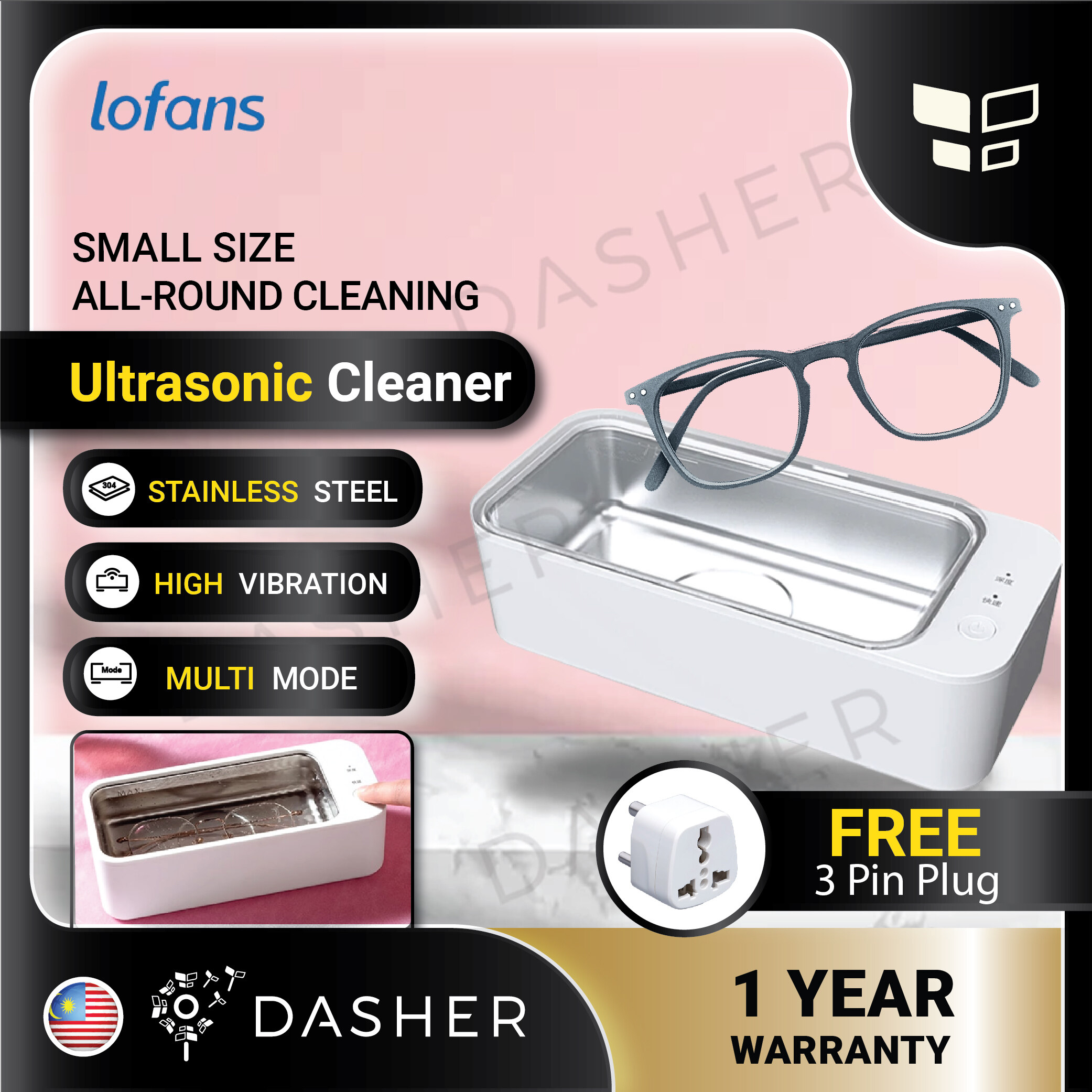 Lofans Portable Ultrasonic Cleaning Machine High Frequency Vibration Wash Spectacles Jewelry