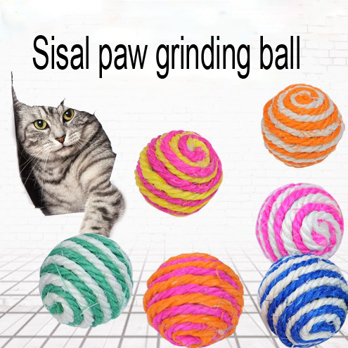 PUPCA Sisal ball cat toys wholesale sisal rope knitting ball cat self-help relief boredom striped sisal paw grinding ball