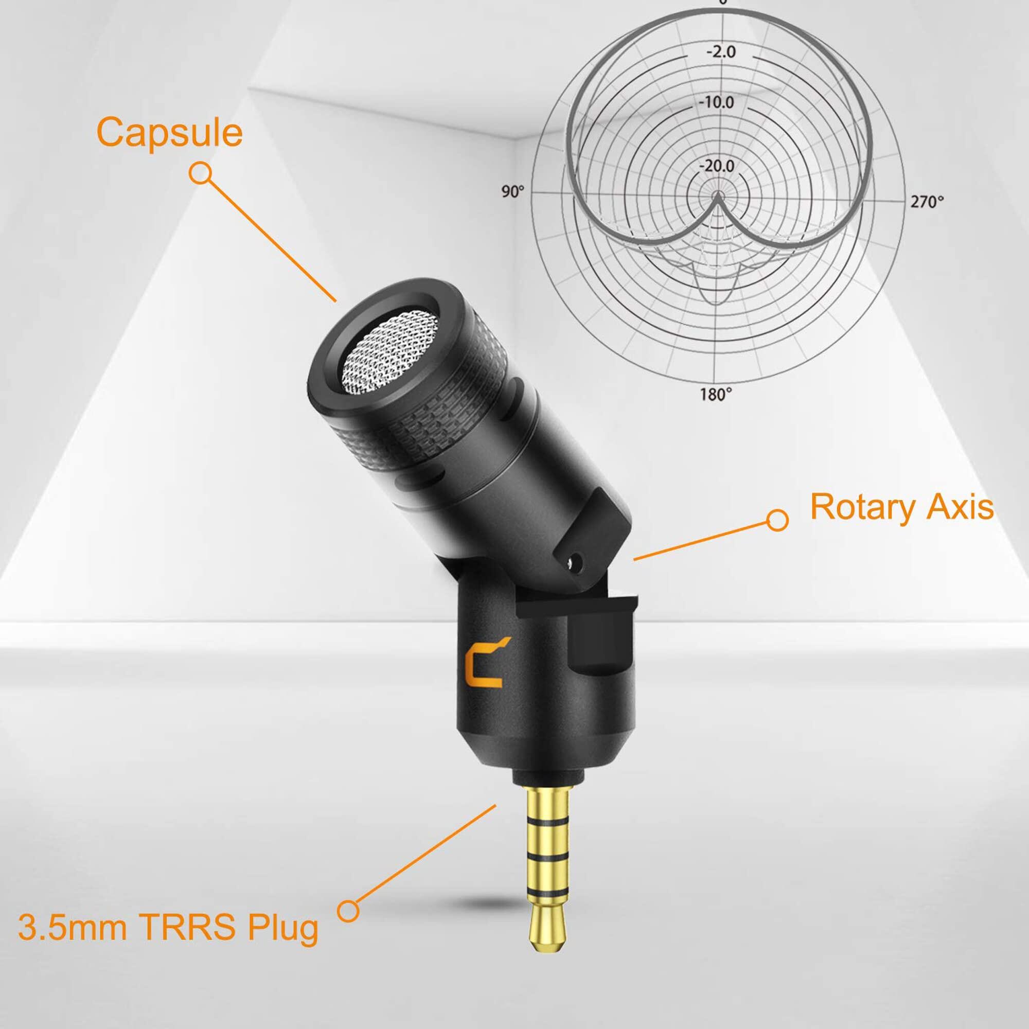 Comica CVM-VS07 Mini Microphone micrô điện dung cho ghi âm Mini Microphone cho điện thoại vlog cho điện thoại thông minh, máy tính bảng, máy ảnh, GoPro 7/8, máy tính xách tay và hệ thống Micro không dây