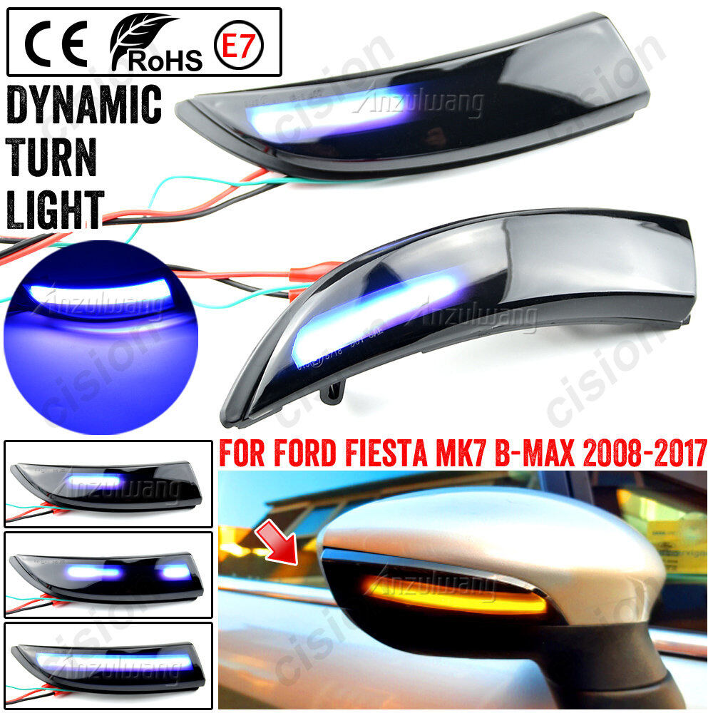 1 Pair Dynamic Turn Signal Light LED Side Rearview Mirror Sequential Indicator Lamp For Ford Fiesta MK7 2008-2017 B-MAX B232