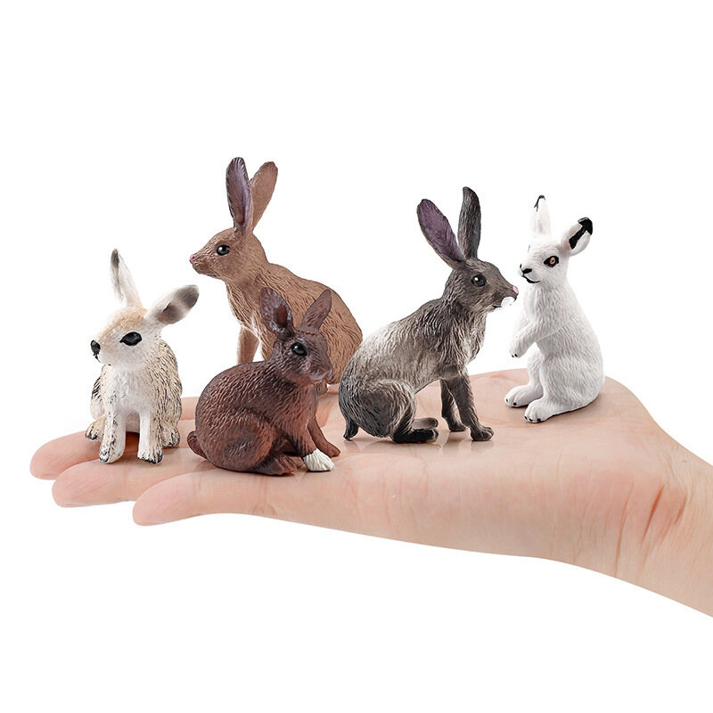 Simulation Forest Wild Rabbit Model Ornament Solid Static Rabbit Hare Shape Toy PVC Miniature Collection Toys Educational Kids Toy Toys for Boys Toys for Girls