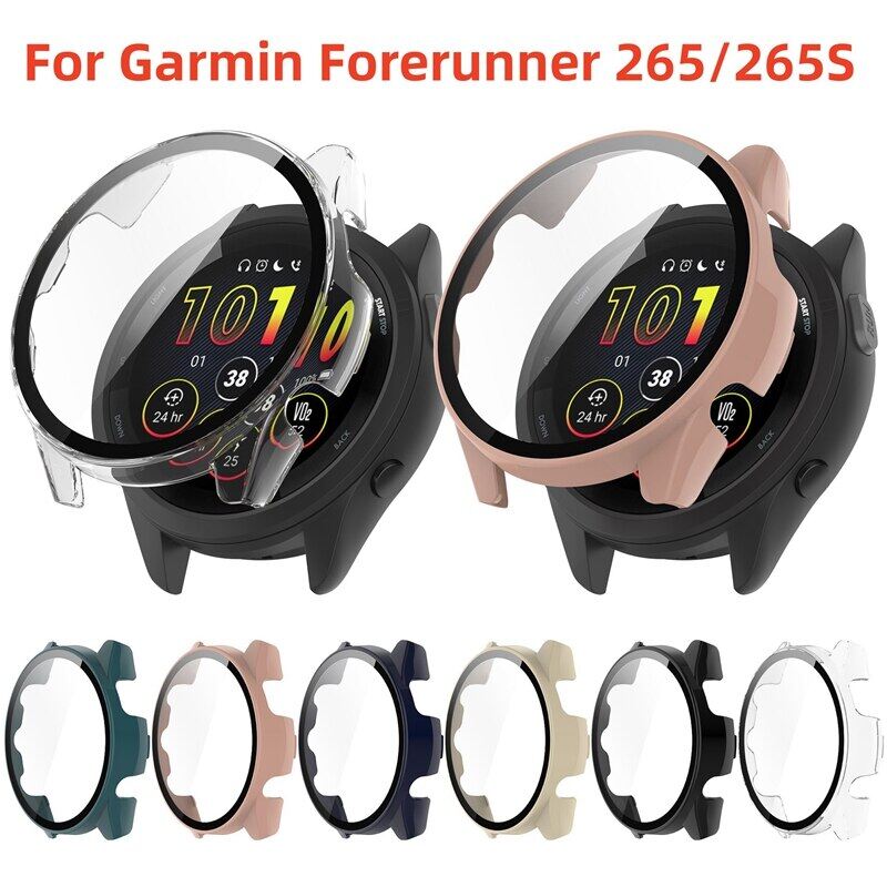 PC Bảo Vệ Trường Hợp Glass Đối Với Garmin Forerunner 265 Đồng Hồ Thông Minh Bumper Miếng Bảo Vệ Màn Hình Cho Garmin Forerunner 265 265 S Bìa