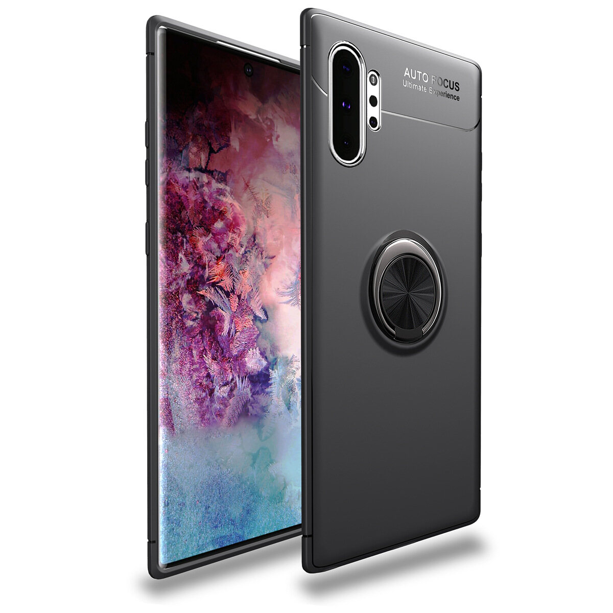 for Samsung Note10+ Note10 Plus Pro Case [Metal Ring Buckle] Soft TPU Case Back Cover Shell, with 360° Rotating Ring Holder Kickstand, Can work with Car Mount