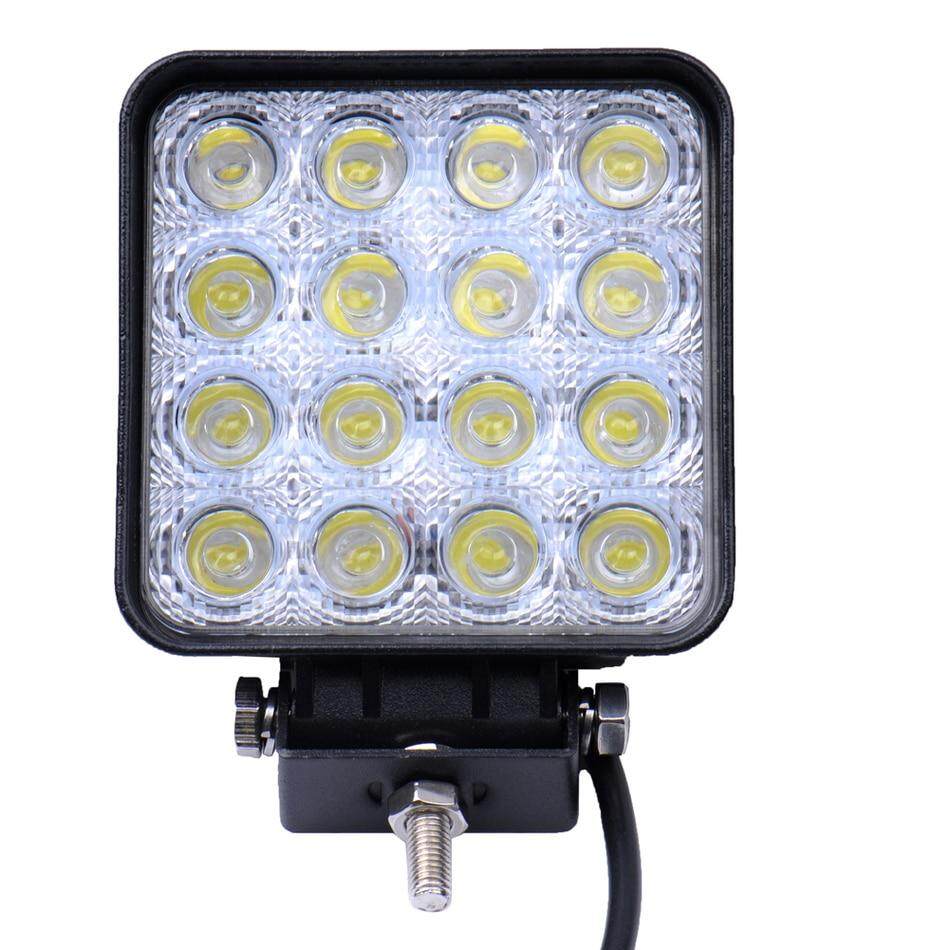 10 Pcs 4 Inch 48 W DC 12 V 24 V LED Mobil Pekerjaan Cahaya Lampu Beam Offroad Perahu Mobil Sepeda Motor SUV malam Mengemudi Pencahayaan Persegi Bulat