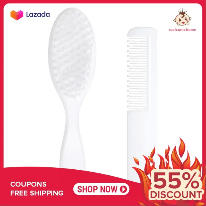 2pcs Set Newborn Baby Hair Comb Brush Soft Infant Head Massager