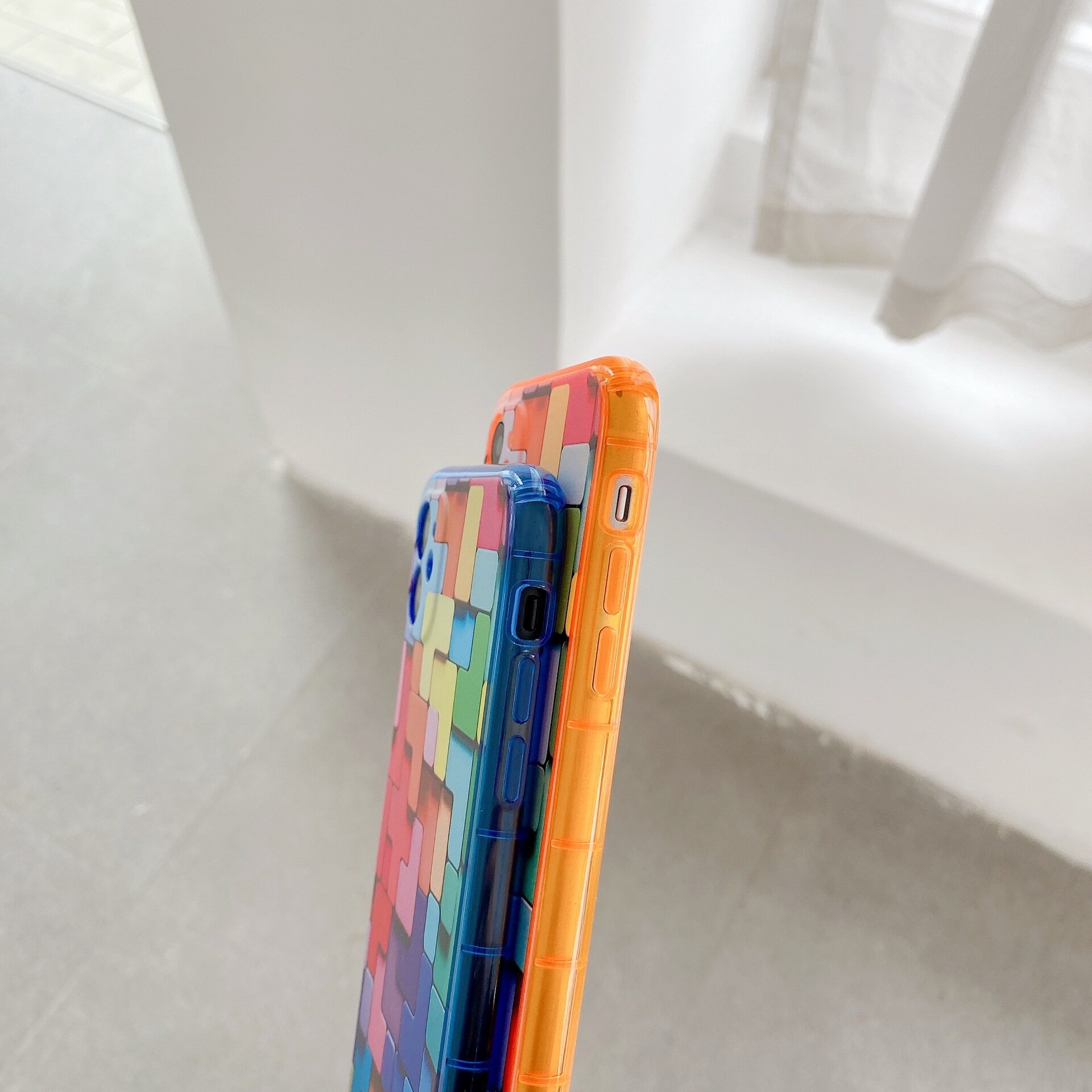 Rainbow Visual 3D Cube Phone Case For iPhone 14 Pro Max 13Pro Colorful Soft TPU Full Body Protective Cover Fashion Simple Back Cover