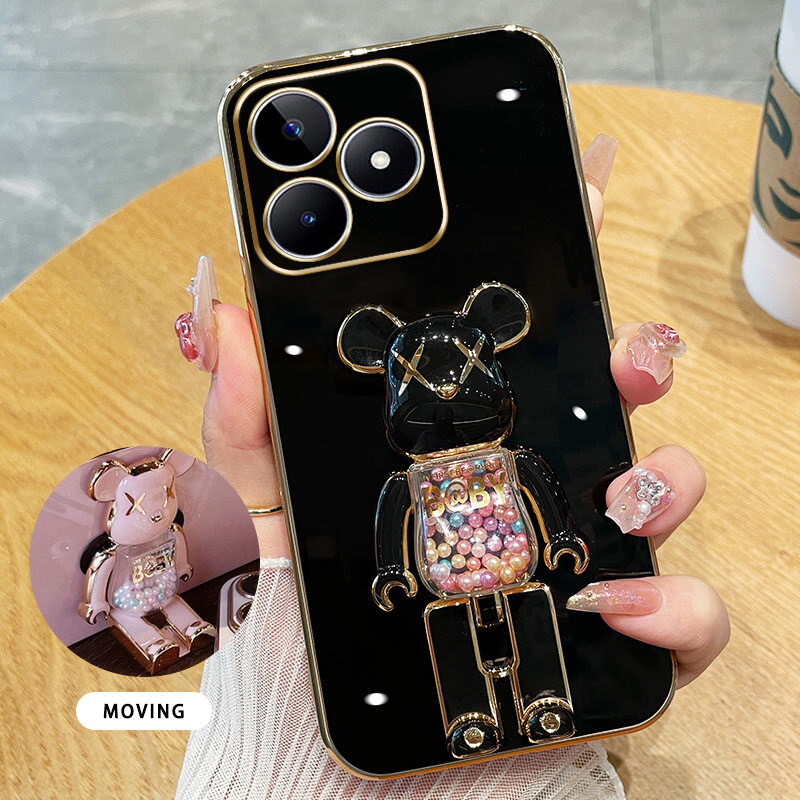 Ybd 3d candy bear bracket phone case for xiaomi poco m6 pro poco x6 neo redmi note 13 pro plus note 13 pro+ 4g 5g high end soft silicone material