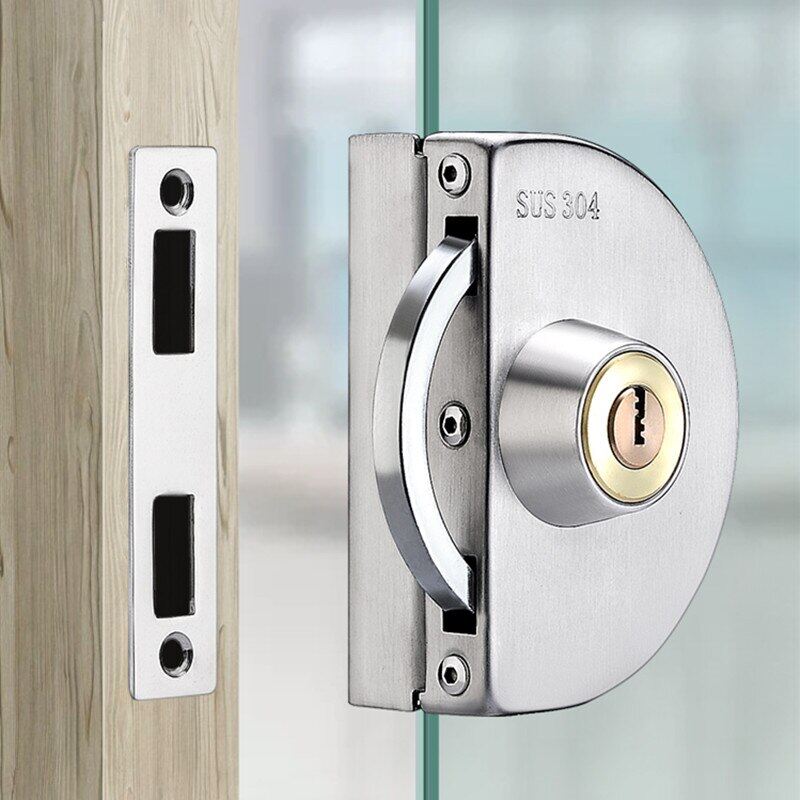 1 Set Double Open Glass Door Lock Stainless Steel Double Bolt Sliding Door Lock Office Glass Door Security Lock Home Hardware I4449763742 - View #5