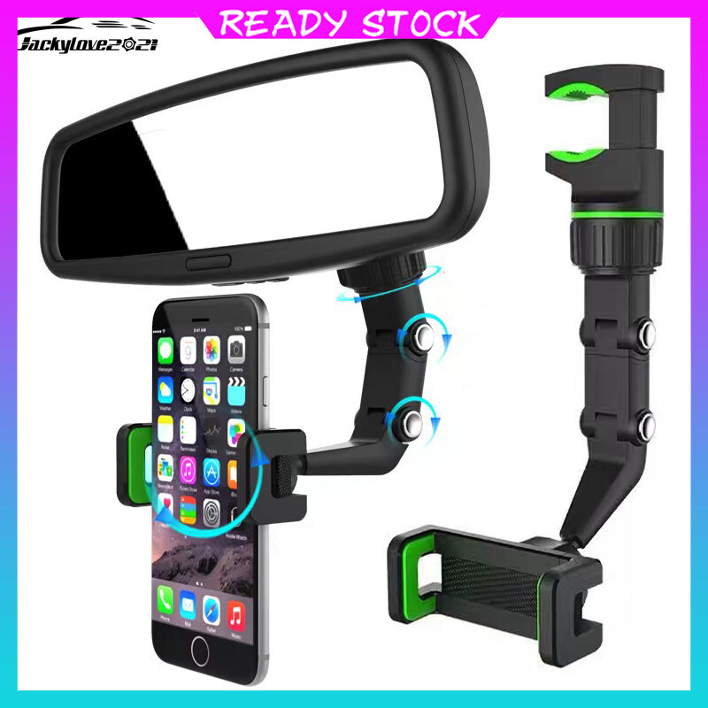 Car Phone Holder Rearview Mirror Mount 360 Rotate Hidden Navigation Hanging Bracket Multifunctional Stand Phone 4.0-6.1 Inch
