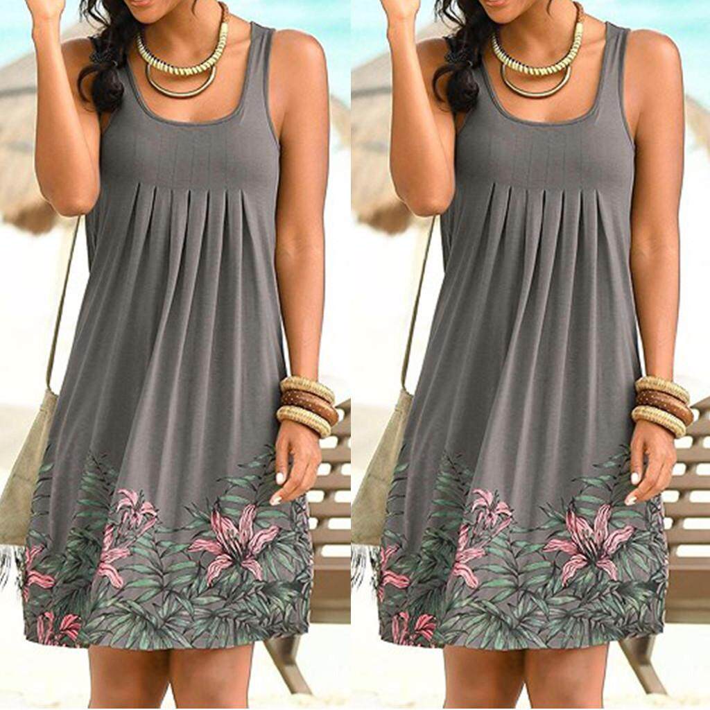 Sagton A Line Dresses for Women Regular Fit A-Line Print Pleated Dress Vintage Dress