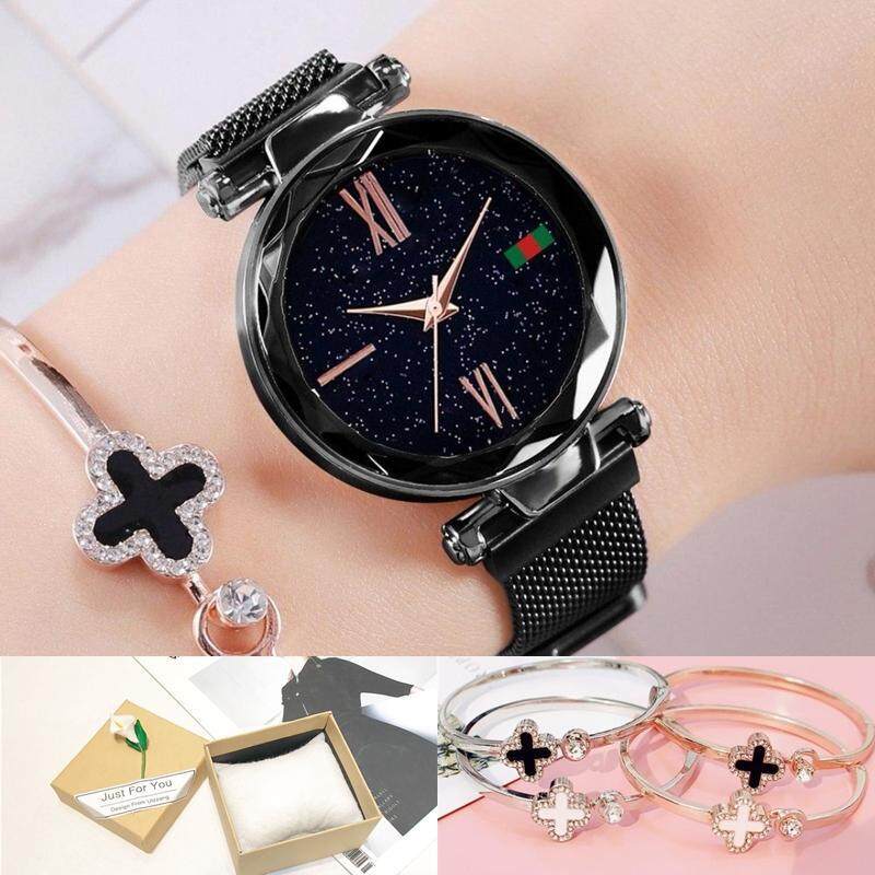 Womens Ladies New Hottest Korean Fashion Brand Quartz Stylish Luxury Flexible Stainless Steel Mesh Strap Lazy Magnet Iron Watches Malaysia