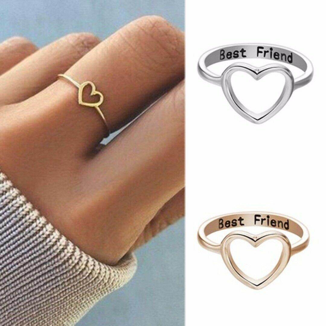 Women's Love Heart Best Friend Ring Promise Jewelry Friendship Rings Bands