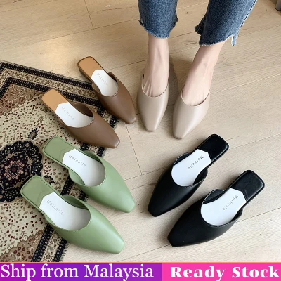 READY STOCK Women's Sandal Flat Heel Loafer Women Shoe Kasut Wanita