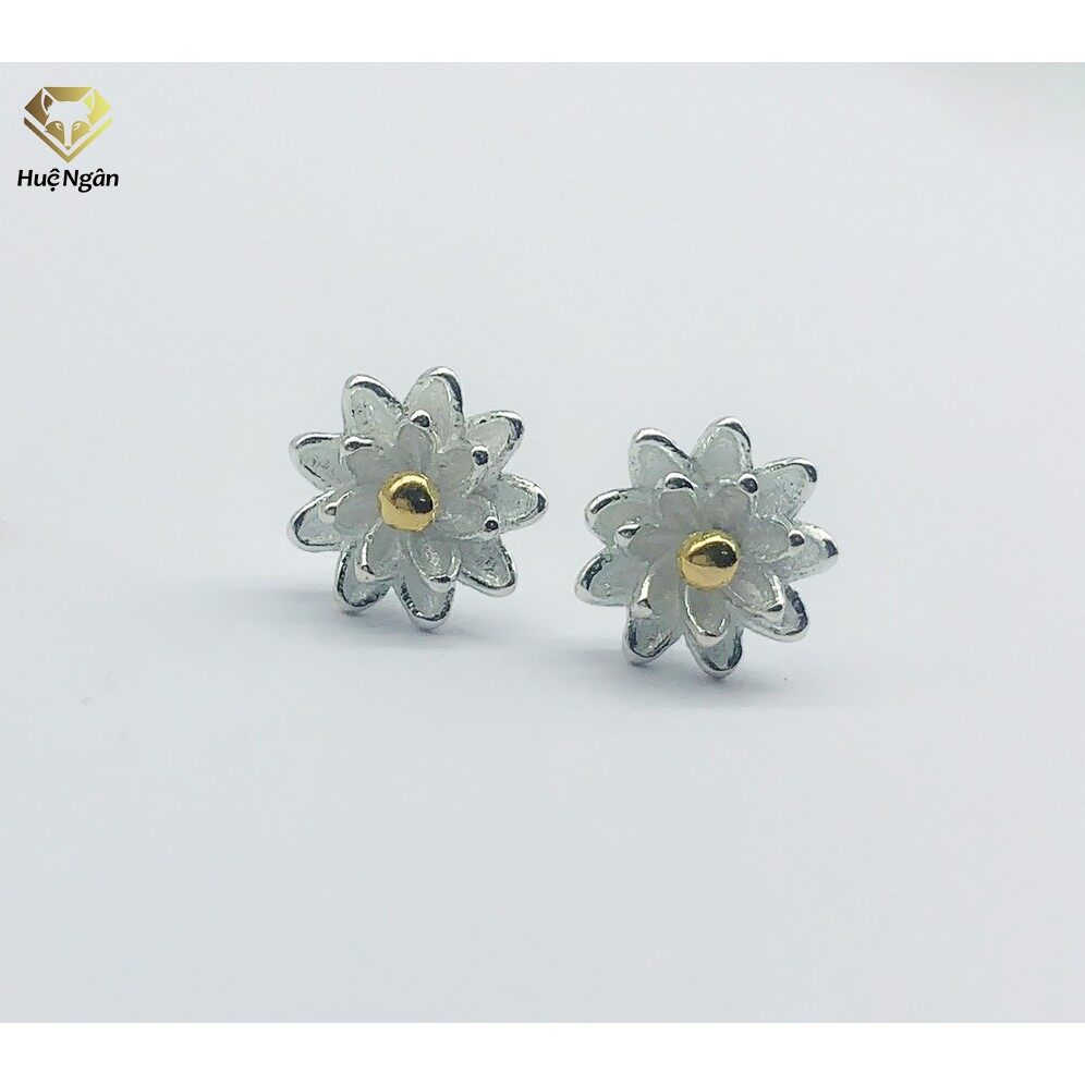 Bông tai bạc ý 925 huệ ngân - hoa sen trắng đẹp rye140777