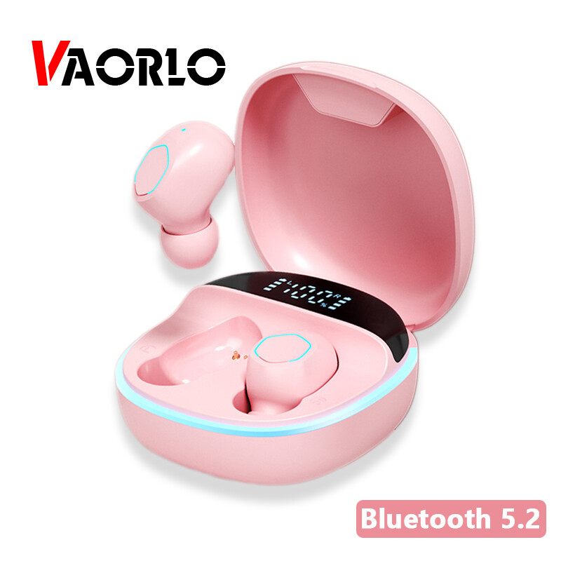 VAORLO TWS Macaron Bluetooth Earphone Wireless Earbuds With Microphone LED Power Display Noise Cancelling Gaming Headset For Android Phones infinix OPPO Samsung