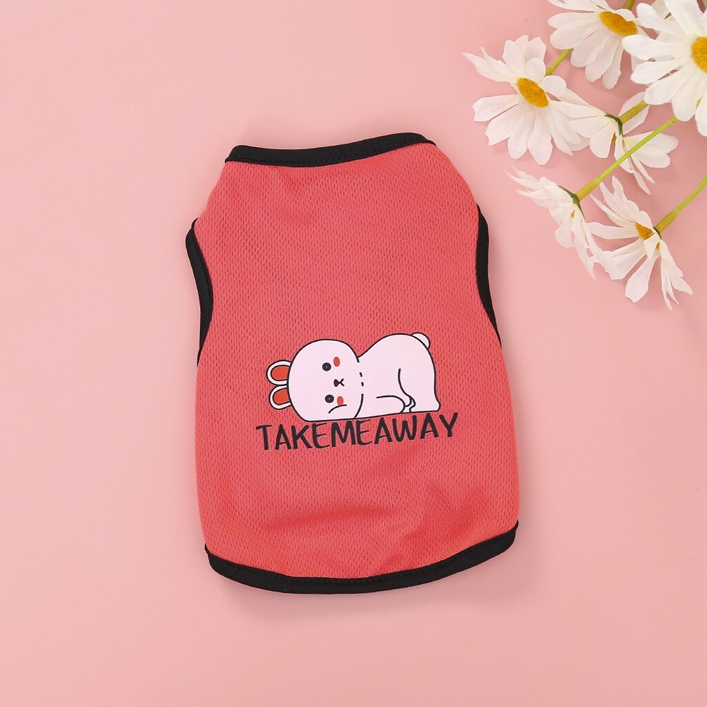 Cartoon Pet Clothes Rabbit Bear Print Vest Dog Clothes Cat Vest Breathable Thin Pet Vest