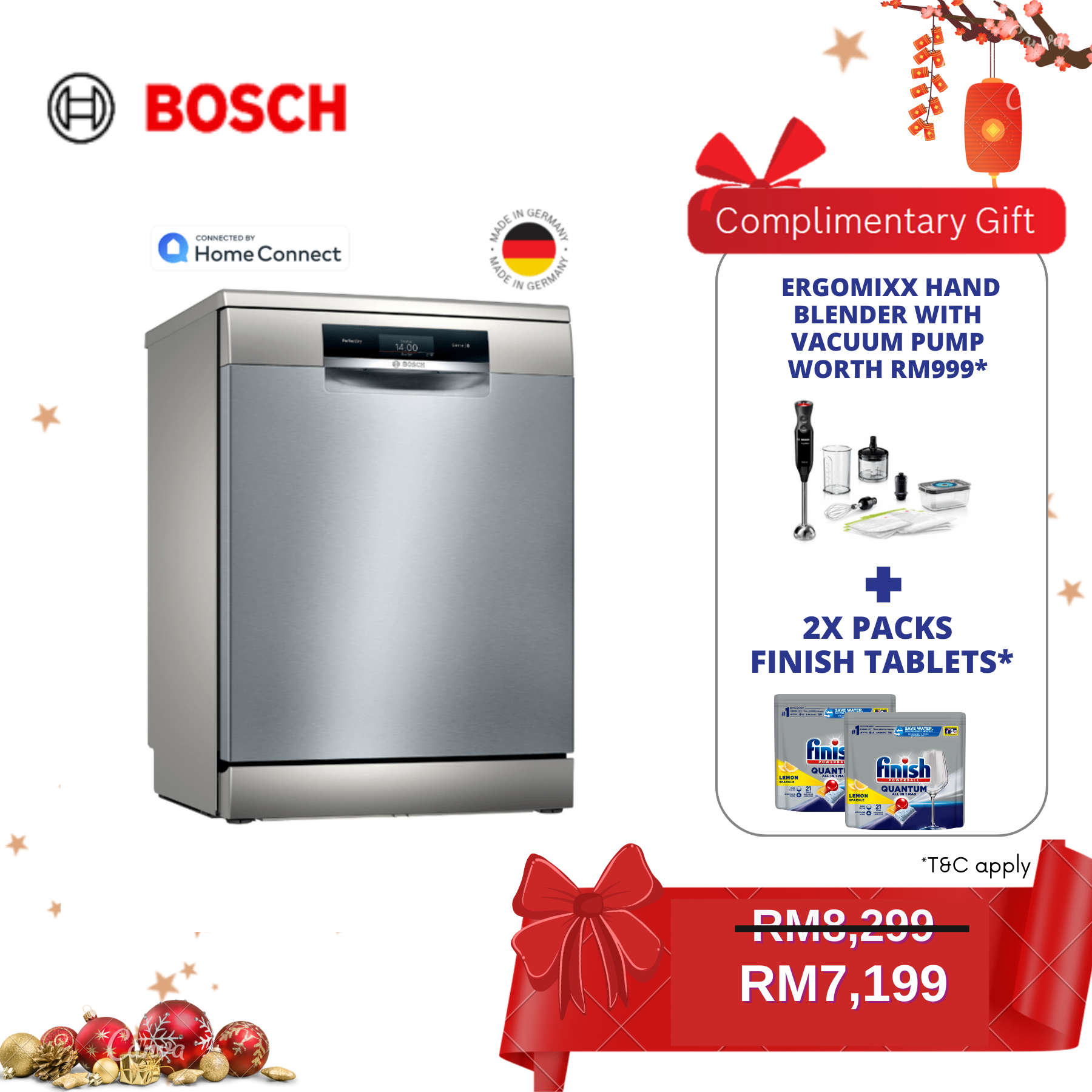 Bosch Series 8 Freestanding Dishwasher Stainless Steel HomeConnect 60cm