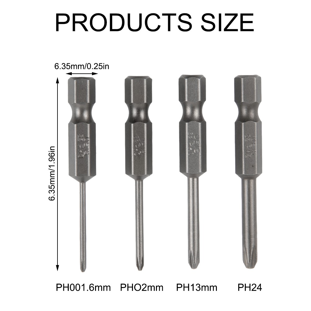 4pcs Hex-Shank 50mm Cross Screwdriver Bits Electric-Driver Tools PH00 PH1 PH2