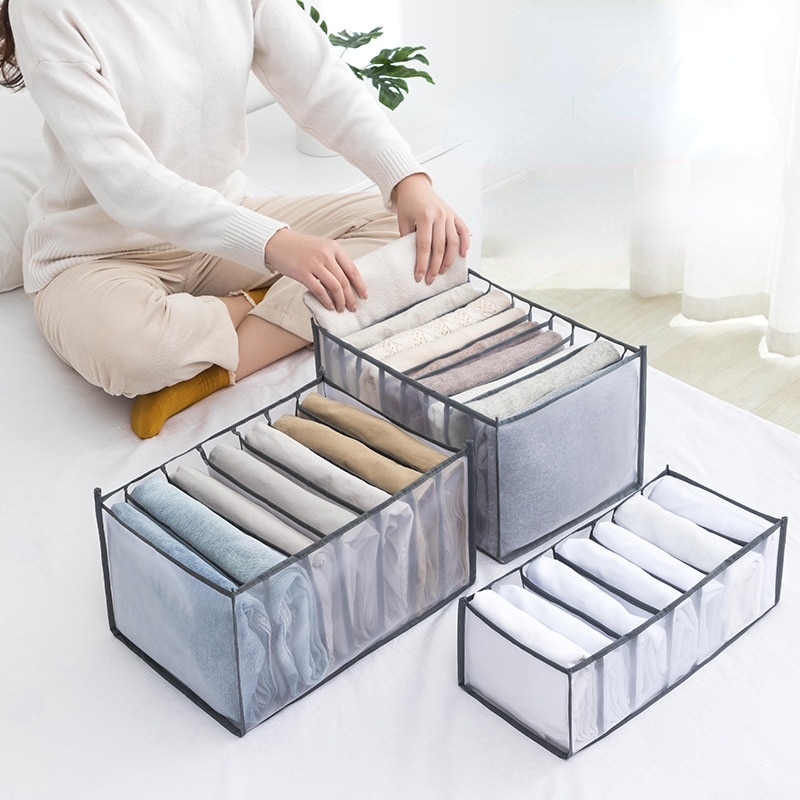 7/9 Grid Drawer Storage Box Large Size Foldable Compartment Save Space Jeans Underpants Bra Organizer Drawers