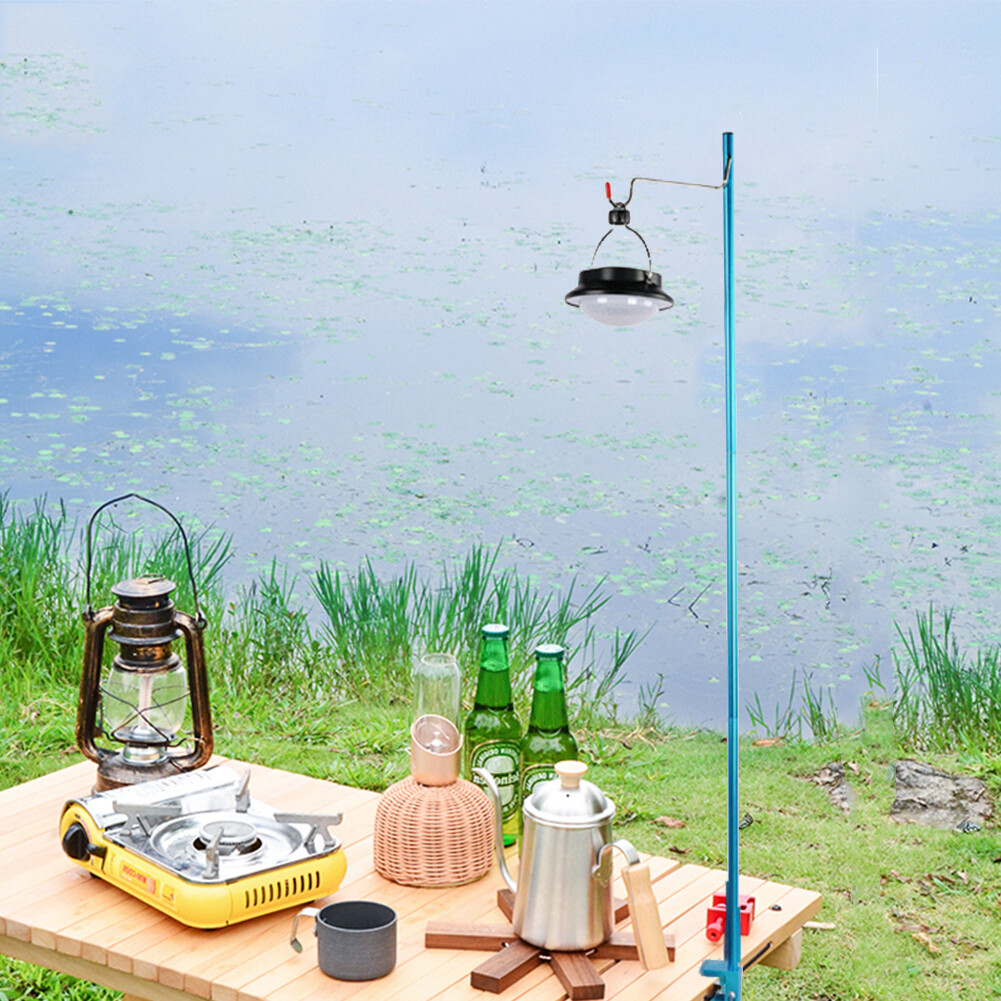 Portable Camping Pole Lamp Stand Folding Picnic Hanger Light Bracket Holder