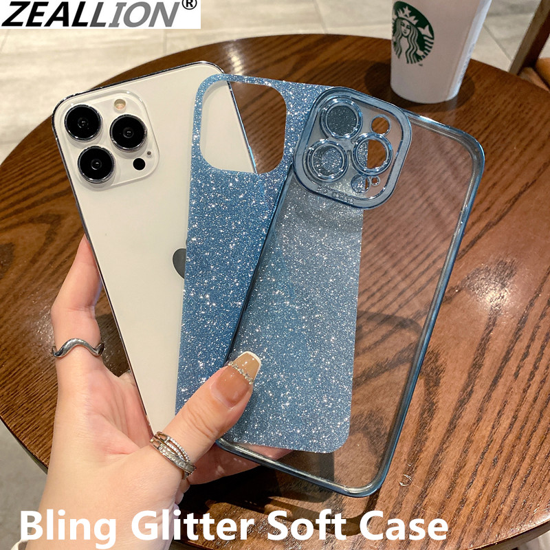 Zeallion Ốp Điện Thoại Trong Suốt Lấp Lánh Dành Cho [Apple iPhone 13 12 11 Mini Pro X XR XS Max 7 8 6 Plus SE 2020] Ốp Bảo Vệ Mềm