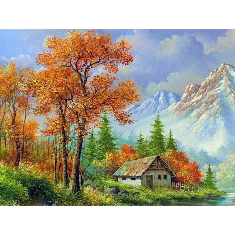 RUOPOTY Frame Forest Lake DIY Painting By Numbers Kit Landscape Picture By Numbers Acrylic Paint By Numbers For Home Decors