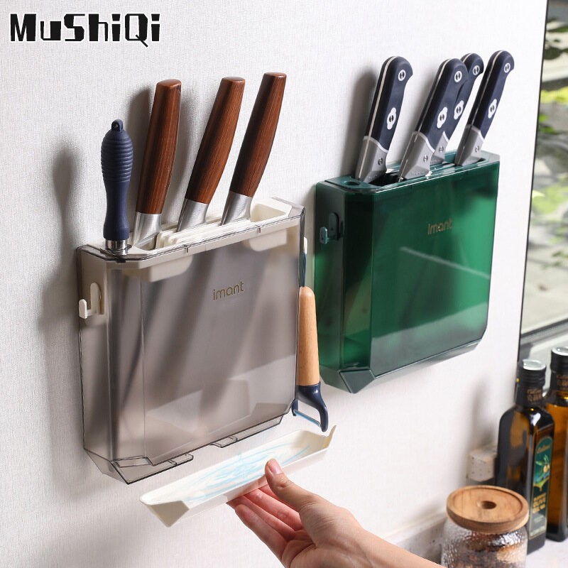 Transparent knife storage rack kitchen wall-mounted knife rest cabinet Ultra-thin kitchen knife holder hidden knife holder insert knife rest