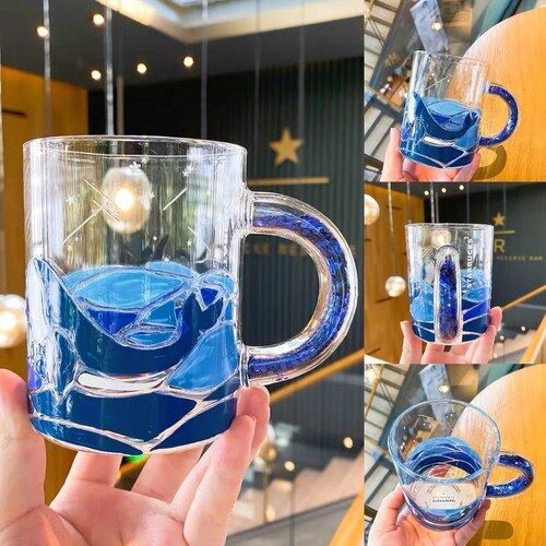 Starbuck Colorful Aurora Glass Whale Hot Water Cup Hand-painted Coffee Cup Rattan Cup Mark Cup Milk Cup